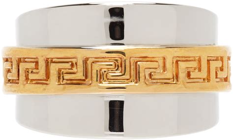versace silver greca ring